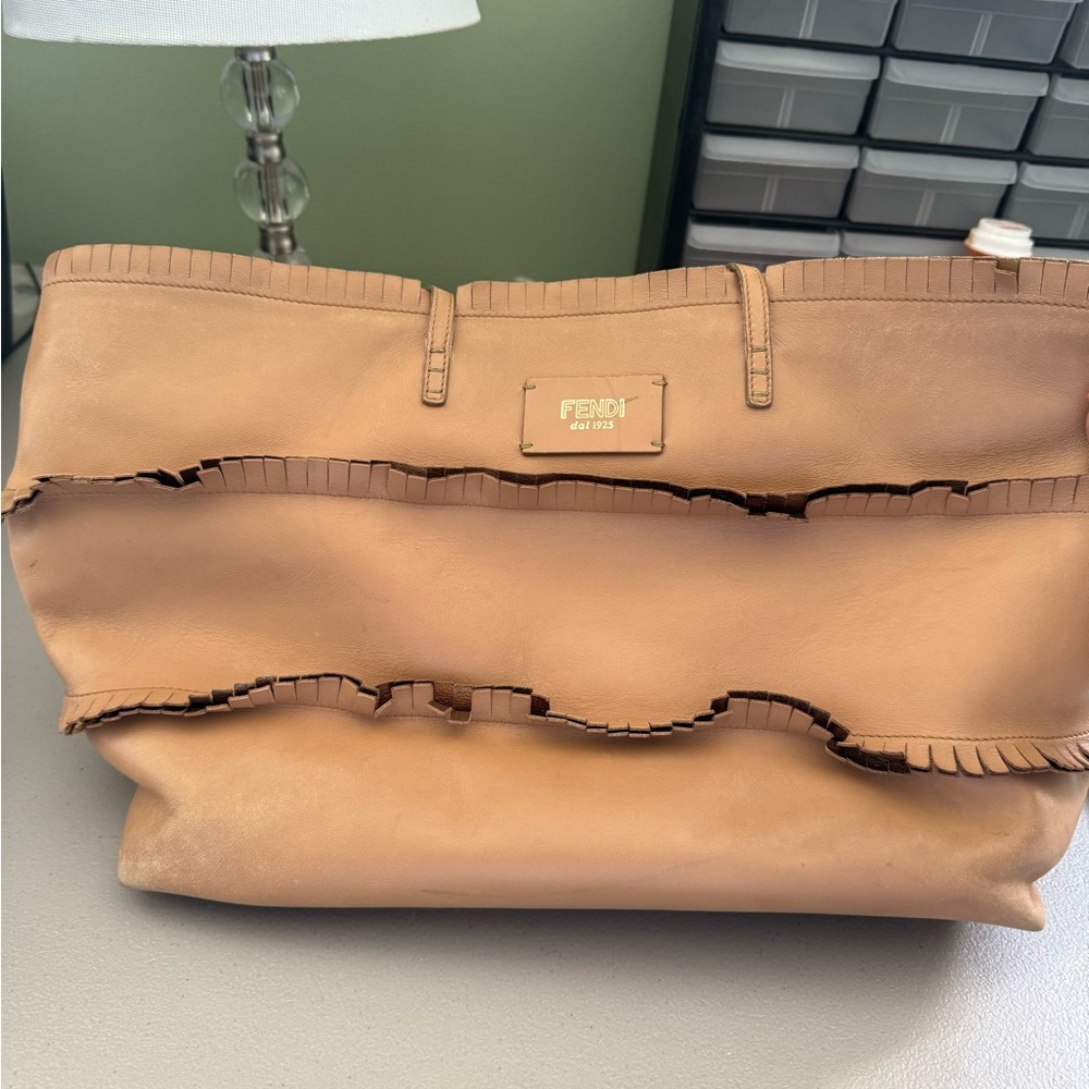 Fendi Beige Leather Tote Bag